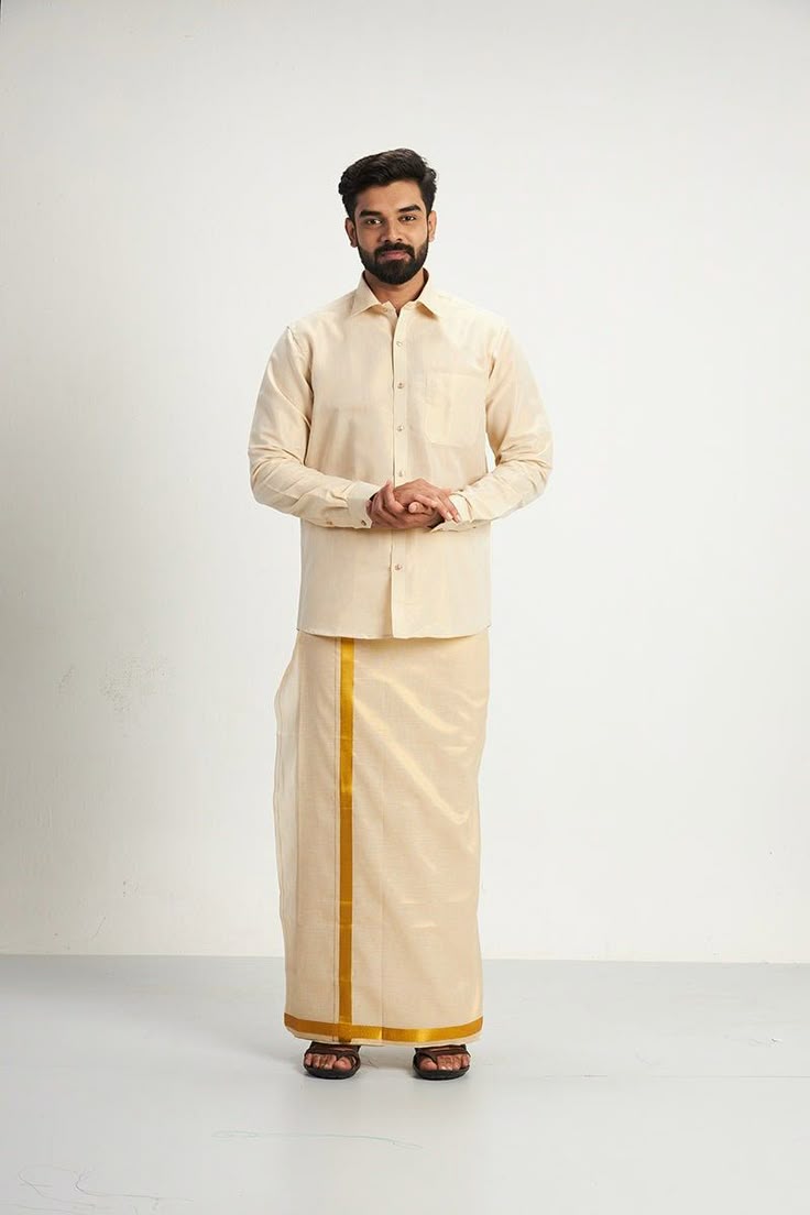 Golden shirt & Dhoti Combo